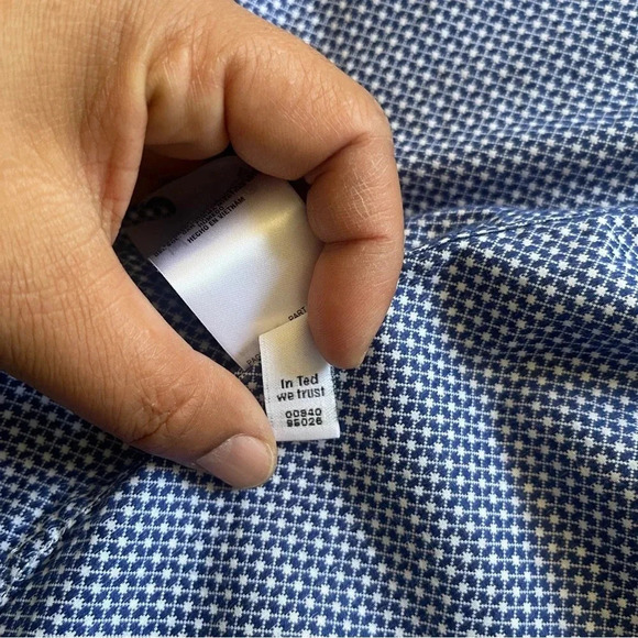 Ted Baker Dress Shirt Men 32/33 Blue Pattern Neck 14.5 Button Up Long Sleeve - Picture 9 of 14